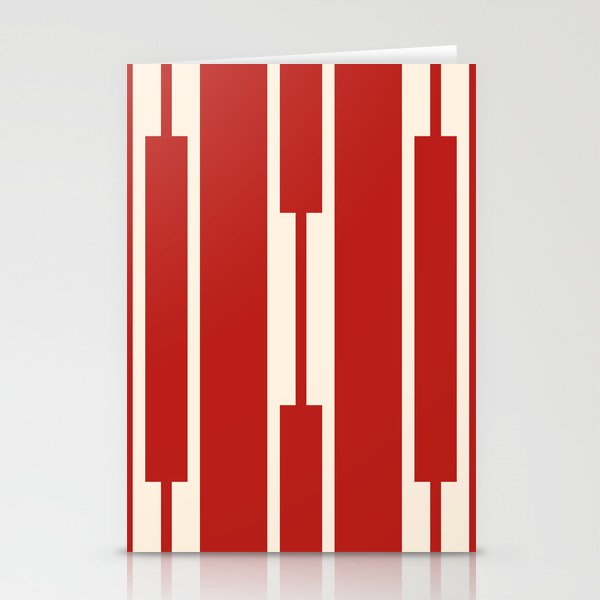 Mid Century Modern Minimalist Geo Chain Geometric Block Stripe Pattern in Red and Cream Stationery Card Gallery Image 2