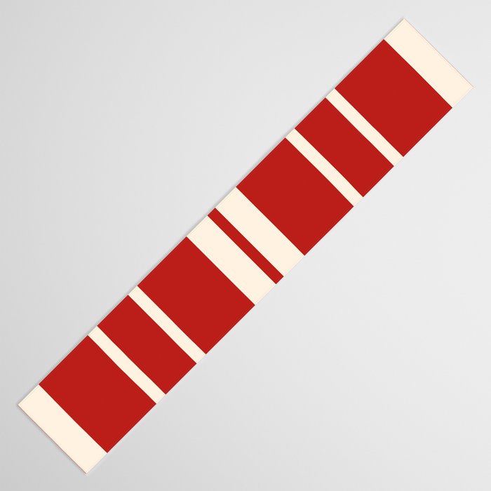 Mid Century Modern Minimalist Geo Chain Geometric Block Stripe Pattern in Red and Cream Table Runner Gallery Image 3