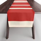 Mid Century Modern Minimalist Geo Chain Geometric Block Stripe Pattern in Red and Cream Table Runner Gallery Image 1