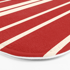 Mid Century Modern Minimalist Geo Chain Geometric Block Stripe Pattern in Red and Cream Bath Mat Gallery Image 3