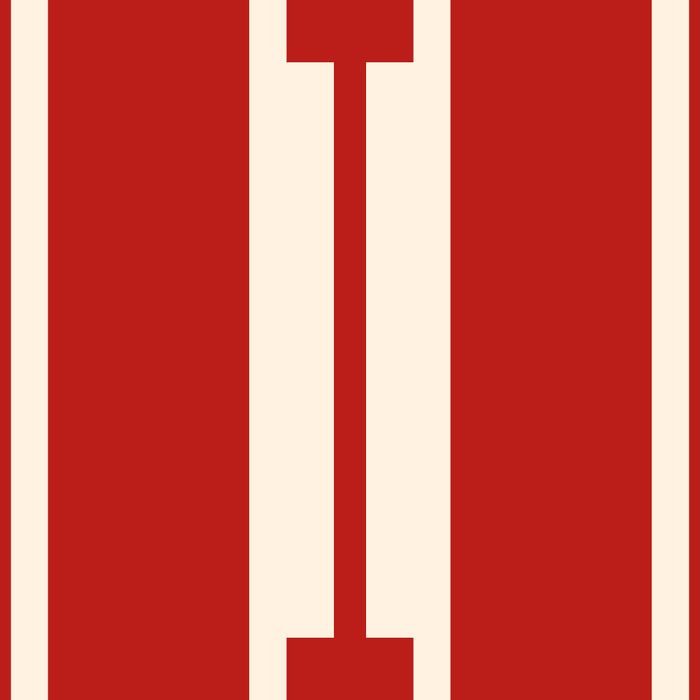 Mid Century Modern Minimalist Geo Chain Geometric Block Stripe Pattern in Red and Cream Coffee Mug Gallery Image 2