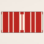 Mid Century Modern Minimalist Geo Chain Geometric Block Stripe Pattern in Red and Cream Desk Mat Gallery Image 3