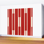 Mid Century Modern Minimalist Geo Chain Geometric Block Stripe Pattern in Red and Cream Wall Mural Gallery Image 2