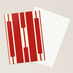 Mid Century Modern Minimalist Geo Chain Geometric Block Stripe Pattern in Red and Cream Stationery Card Gallery Image 2