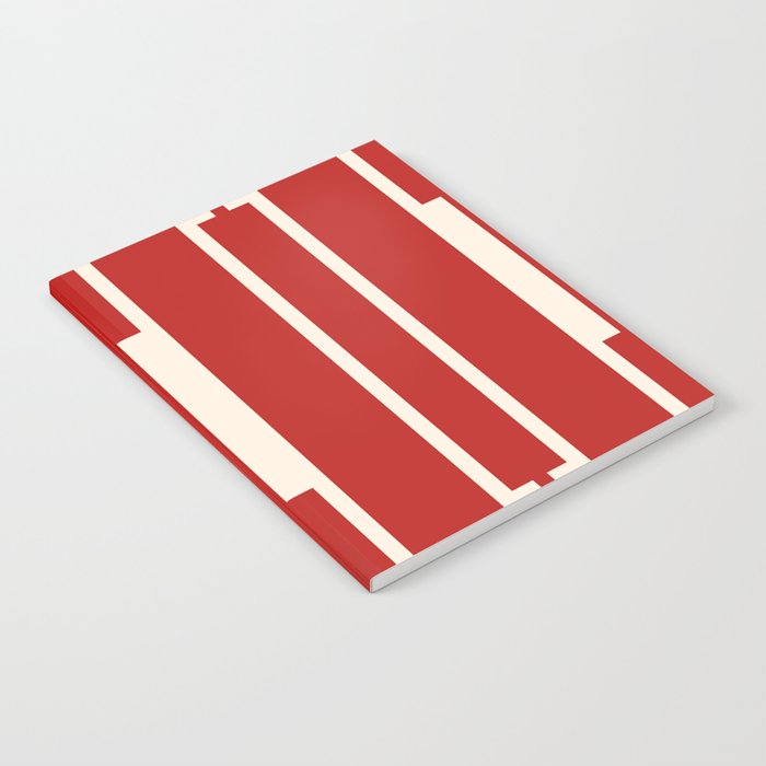 Mid Century Modern Minimalist Geo Chain Geometric Block Stripe Pattern in Red and Cream Notebook Gallery Image 2