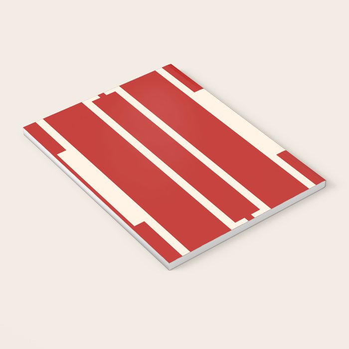 Mid Century Modern Minimalist Geo Chain Geometric Block Stripe Pattern in Red and Cream Notebook Gallery Image 3