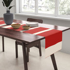 Mid Century Modern Minimalist Geo Chain Geometric Block Stripe Pattern in Red and Cream Table Runner Gallery Image 2