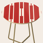 Mid Century Modern Minimalist Geo Chain Geometric Block Stripe Pattern in Red and Cream Side Table Gallery Image 2