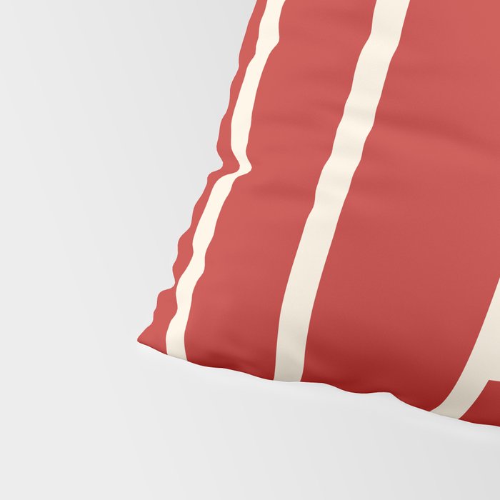 Mid Century Modern Minimalist Geo Chain Geometric Block Stripe Pattern in Red and Cream Pillow Sham Gallery Image 4