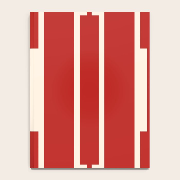 Mid Century Modern Minimalist Geo Chain Geometric Block Stripe Pattern in Red and Cream Notebook Gallery Image 4