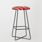 Mid Century Modern Minimalist Geo Chain Geometric Block Stripe Pattern in Red and Cream Stool Gallery Image 1