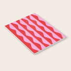 Retro Wavy Lines Pattern in Red & Pink Notebook Gallery Image 3