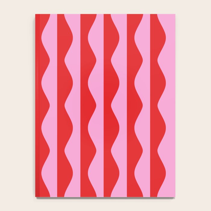 Retro Wavy Lines Pattern in Red & Pink Notebook Gallery Image 4