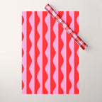 Retro Wavy Lines Pattern in Red & Pink Wrapping Paper Gallery Image 1