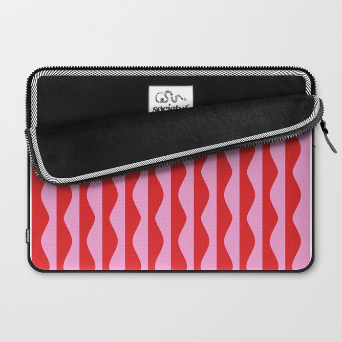 Retro Wavy Lines Pattern in Red & Pink Laptop Sleeve Gallery Image 2