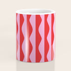Retro Wavy Lines Pattern in Red & Pink Coffee Mug Gallery Image 4