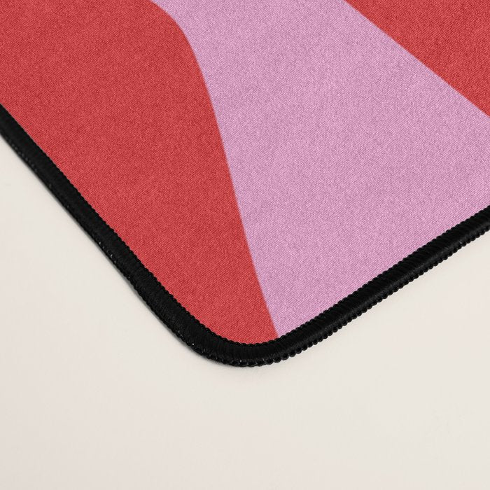 Retro Wavy Lines Pattern in Red & Pink Desk Mat Gallery Image 4