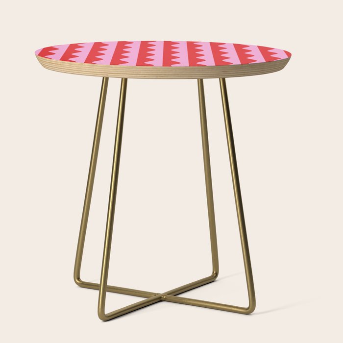Retro Wavy Lines Pattern in Red & Pink Side Table Gallery Image 1