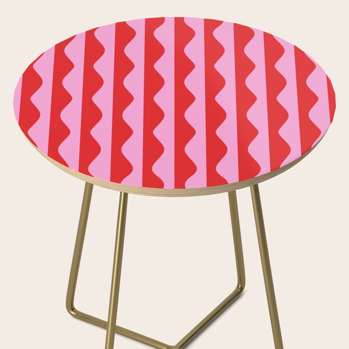 Retro Wavy Lines Pattern in Red & Pink Side Table Gallery Image 2