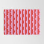 Retro Wavy Lines Pattern in Red & Pink Rug Gallery Image 2