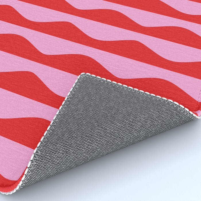 Retro Wavy Lines Pattern in Red & Pink Rug Gallery Image 4