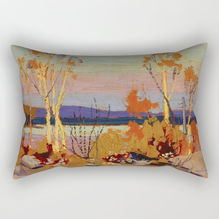 Tom Thomson Birches 1916 Canadian Landscape Artist Rectangular Pillow Gallery Image 1