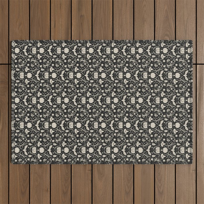 Spooky Things Two Tone - Black Beige Outdoor Rug Gallery Image 1