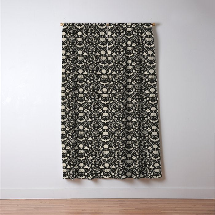 Spooky Things Two Tone - Black Beige Window Curtain Gallery Image 3