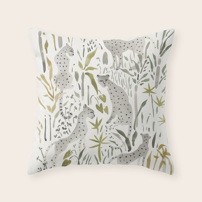 Grey Cheetahs Throw Pillow Gallery Image 1