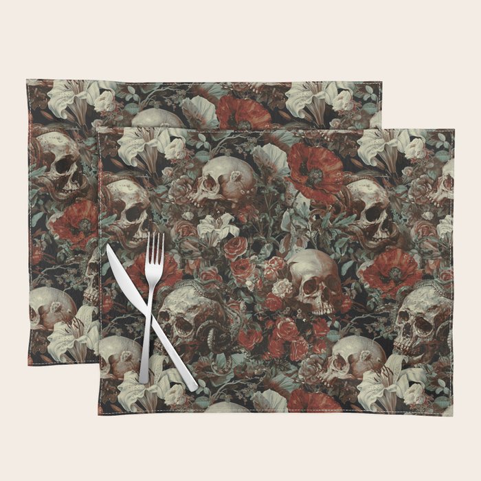 Skull and Floral Pattern Placemat Gallery Image 1