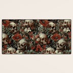 Skull and Floral Pattern Desk Mat Gallery Image 3