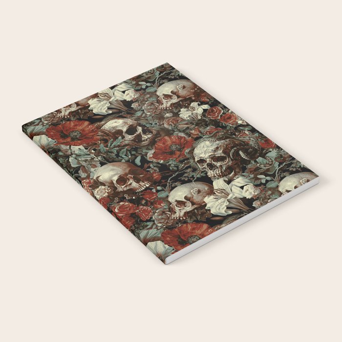 Skull and Floral Pattern Notebook Gallery Image 1