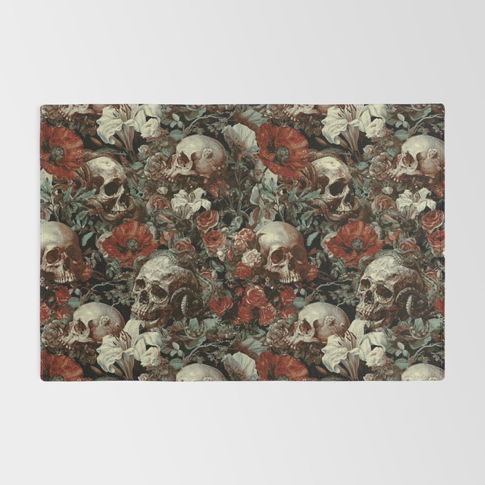 Skull and Floral Pattern Rug Gallery Image 2