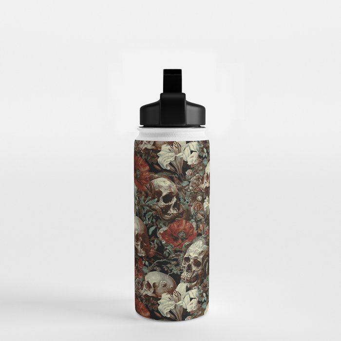 Skull and Floral Pattern Water Bottle Gallery Image 2