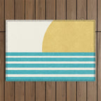 Beach Horizon Lines yellow green Outdoor Rug Gallery Image 1