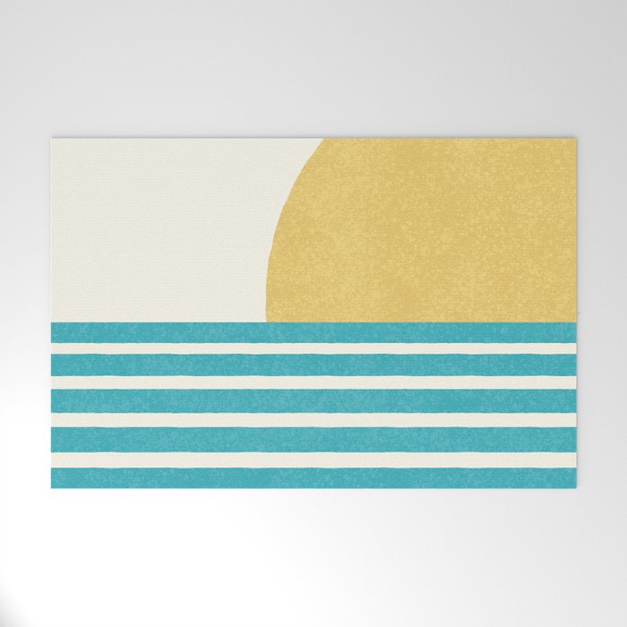 Beach Horizon Lines yellow green Welcome Mat Gallery Image 1