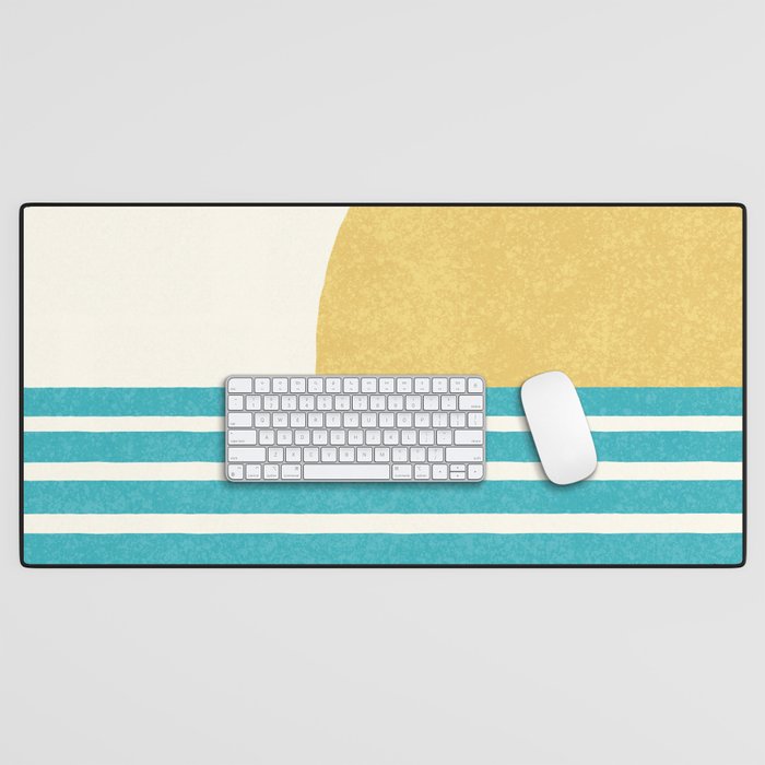 Beach Horizon Lines yellow green Desk Mat Gallery Image 1