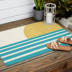 Beach Horizon Lines yellow green Outdoor Rug Gallery Image 2