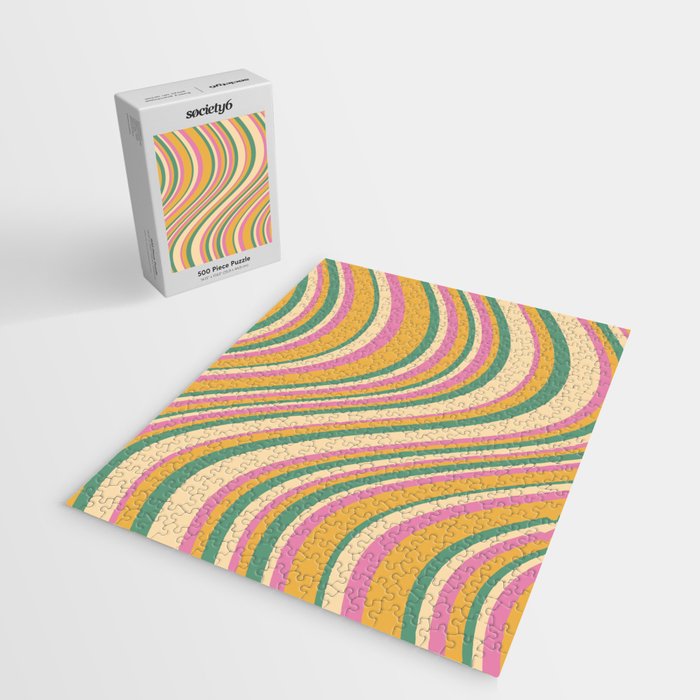 Wavy Stripes XIX - Boho Vintage Jigsaw Puzzle Gallery Image 2