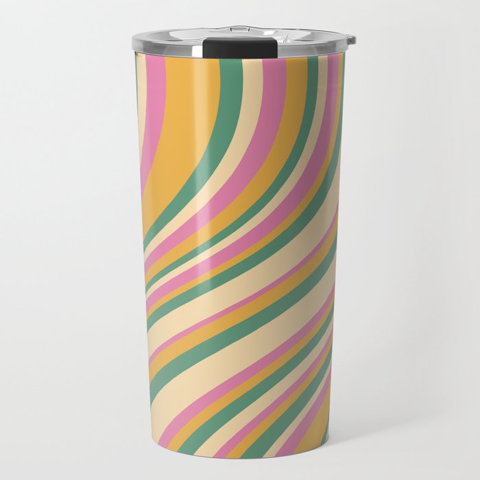 Wavy Stripes XIX - Boho Vintage Travel Mug Gallery Image 1