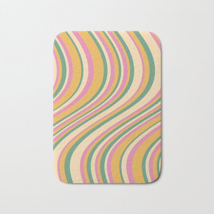 Wavy Stripes XIX - Boho Vintage Bath Mat Gallery Image 1