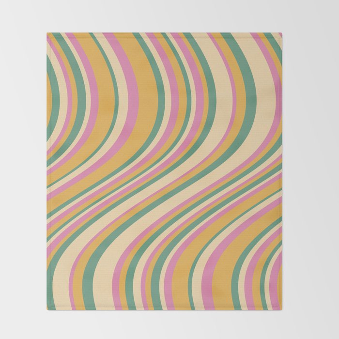 Wavy Stripes XIX - Boho Vintage Throw Blanket Gallery Image 2