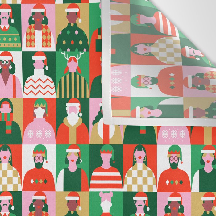 Diverse festive christmas people pattern Wall Tapestry Gallery Image 3
