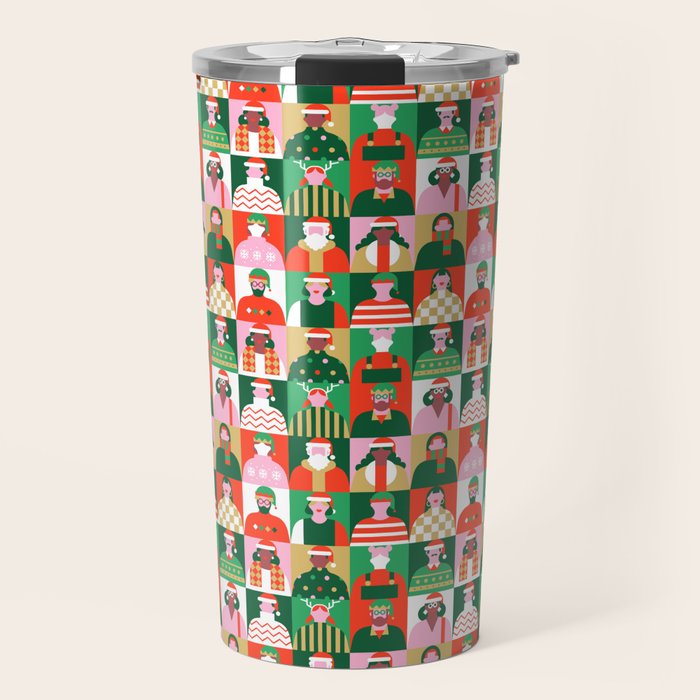 Diverse festive christmas people pattern Travel Mug Gallery Image 1