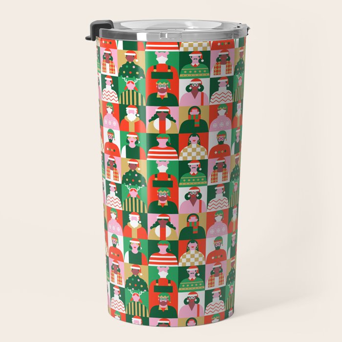 Diverse festive christmas people pattern Travel Mug Gallery Image 3