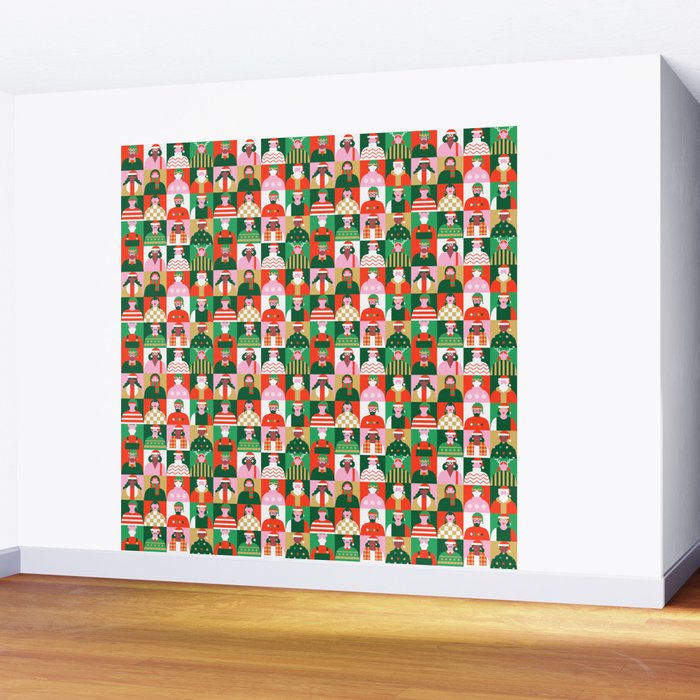 Diverse festive christmas people pattern Wall Mural Gallery Image 2