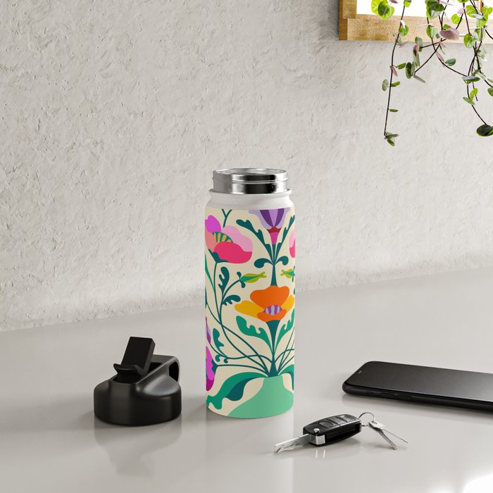 Modern Poppies Water Bottle Gallery Image 4