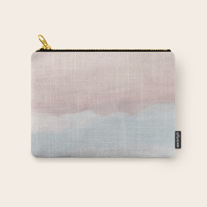 Soothing Seas II - Soft Pink Blue Sunrise Horizon Ocean for Nursery II Abstract Coastal Painting Art Carry All Pouch Gallery Image 1