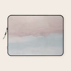 Soothing Seas II - Soft Pink Blue Sunrise Horizon Ocean for Nursery II Abstract Coastal Painting Art Laptop Sleeve Gallery Image 1