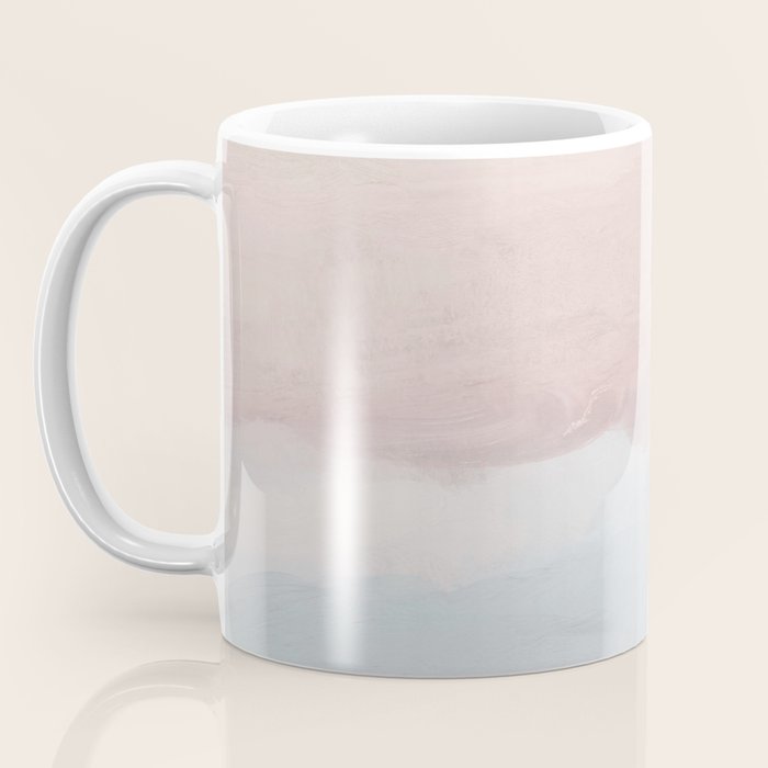Soothing Seas II - Soft Pink Blue Sunrise Horizon Ocean for Nursery II Abstract Coastal Painting Art Coffee Mug Gallery Image 3